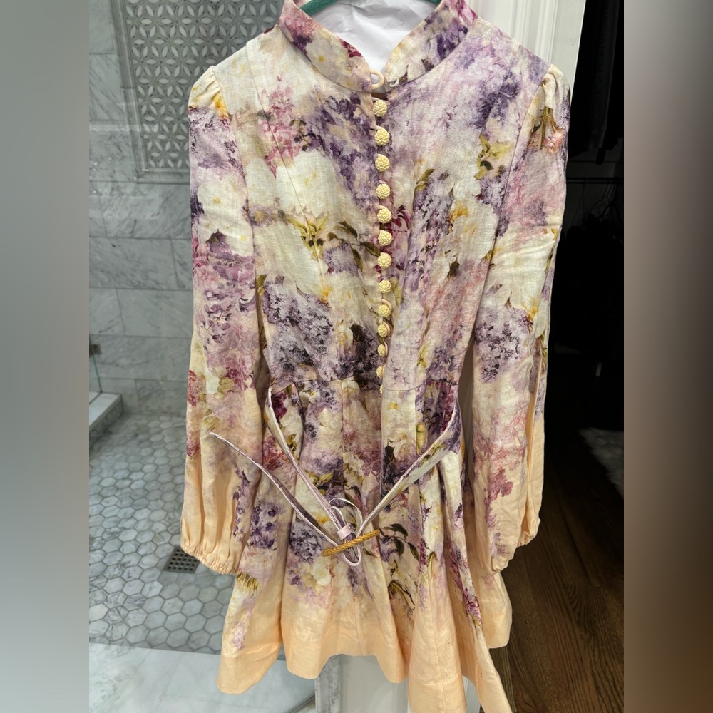 Zimmerman Floral Button-Down Dress with Belt